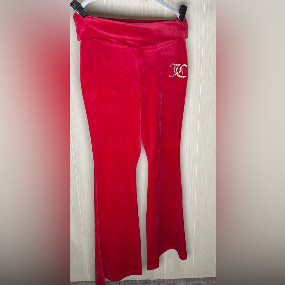 Juicy Couture Red Fold-over Velour Pants